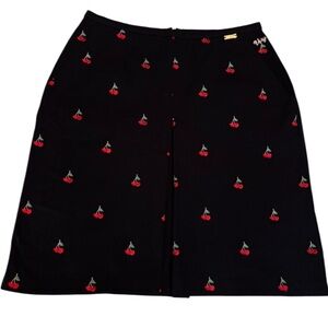 NWOT St. John Sport by Marie Gray Navy Cherry Details A-Line Skirt Sz 12